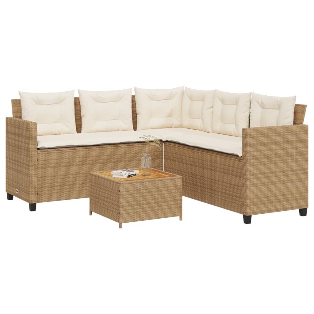 Garden Sofa With Table And Cushions L-Shaped Poly Rattan