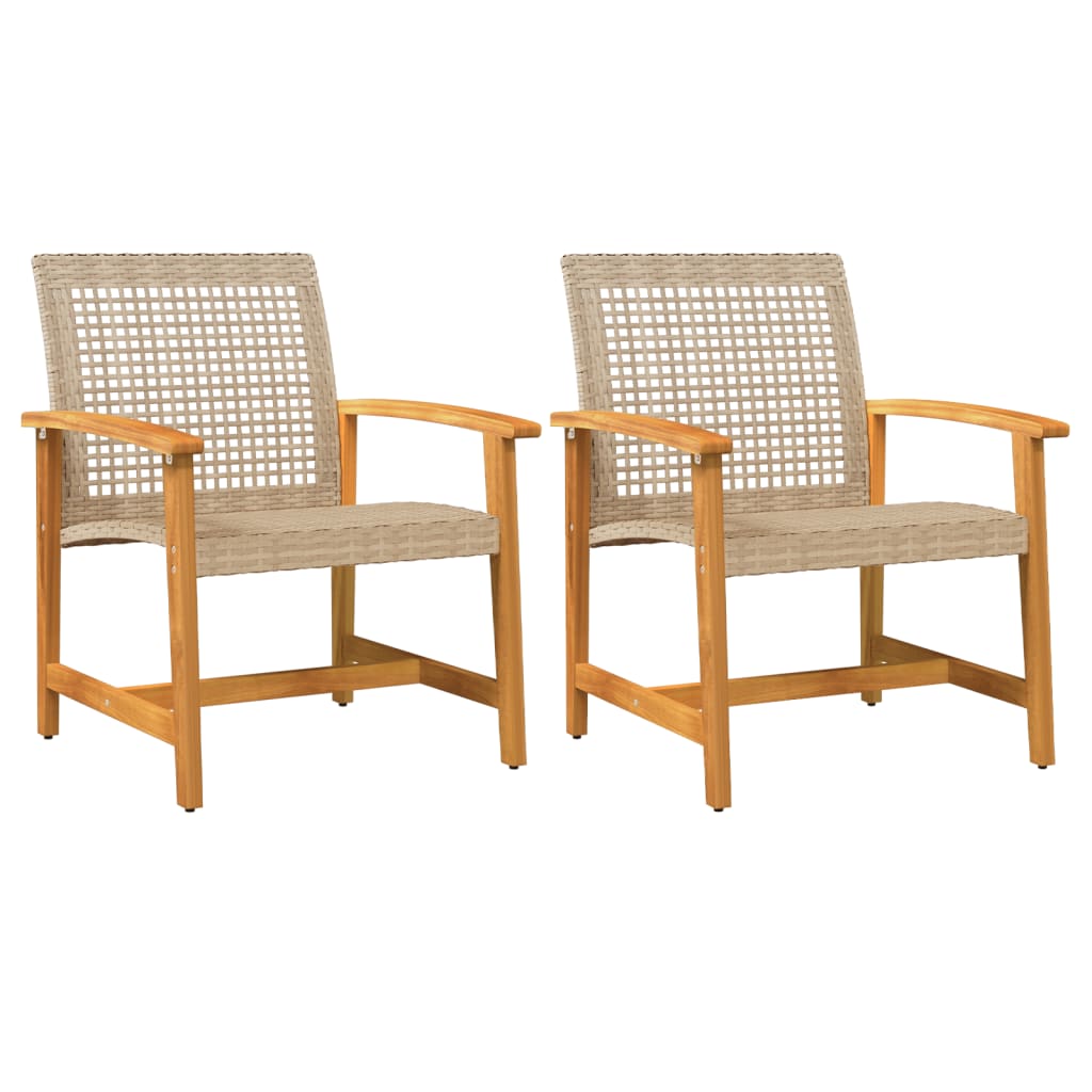 Garden S 2 Pcs Poly Rattan And Acacia Wood