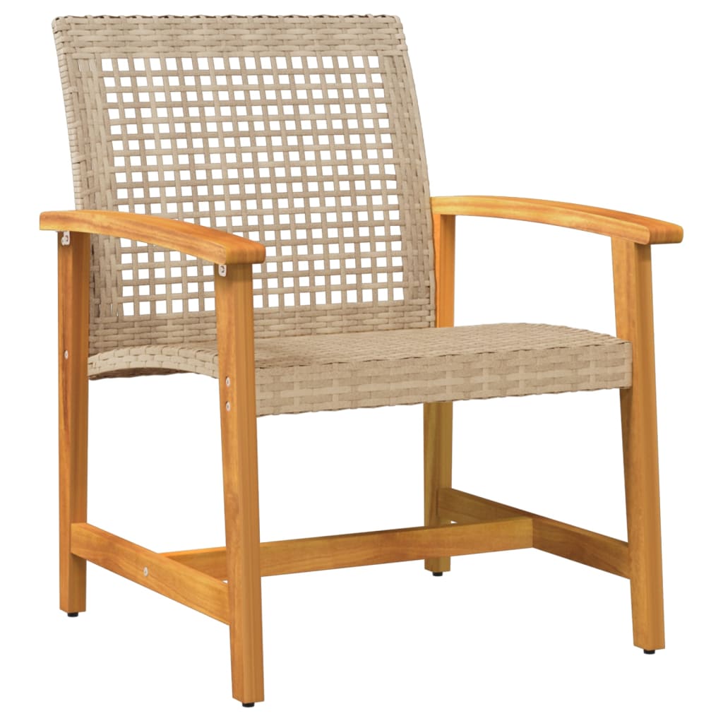 Garden S 2 Pcs Poly Rattan And Acacia Wood