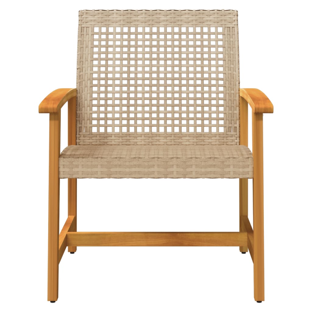 Garden S 2 Pcs Poly Rattan And Acacia Wood