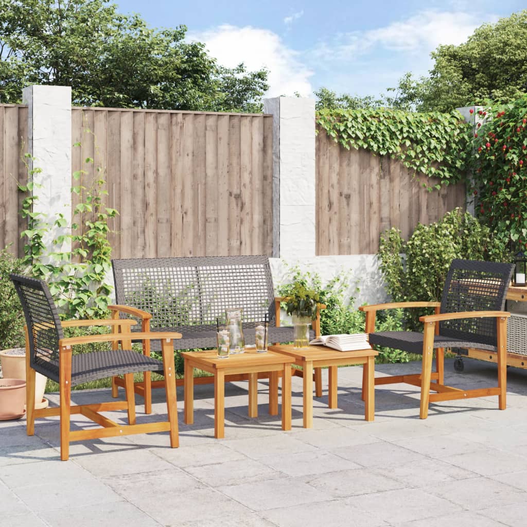 Garden S 2 Pcs Poly Rattan And Acacia Wood