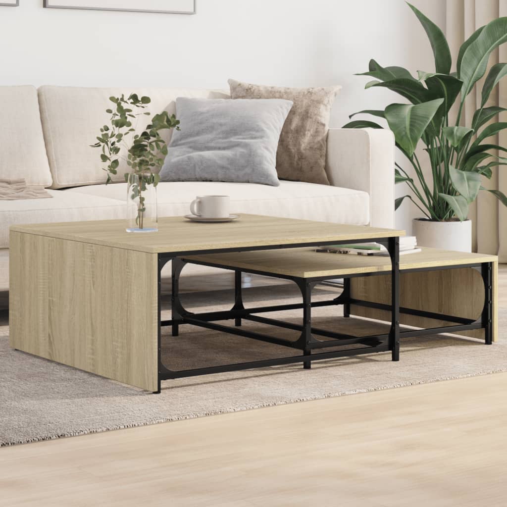 Nesting Coffee Tables 2 Pcs Engineered Wood And Metal
