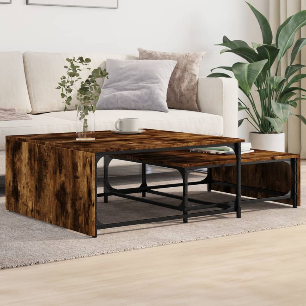 Nesting Coffee Tables 2 Pcs Engineered Wood And Metal