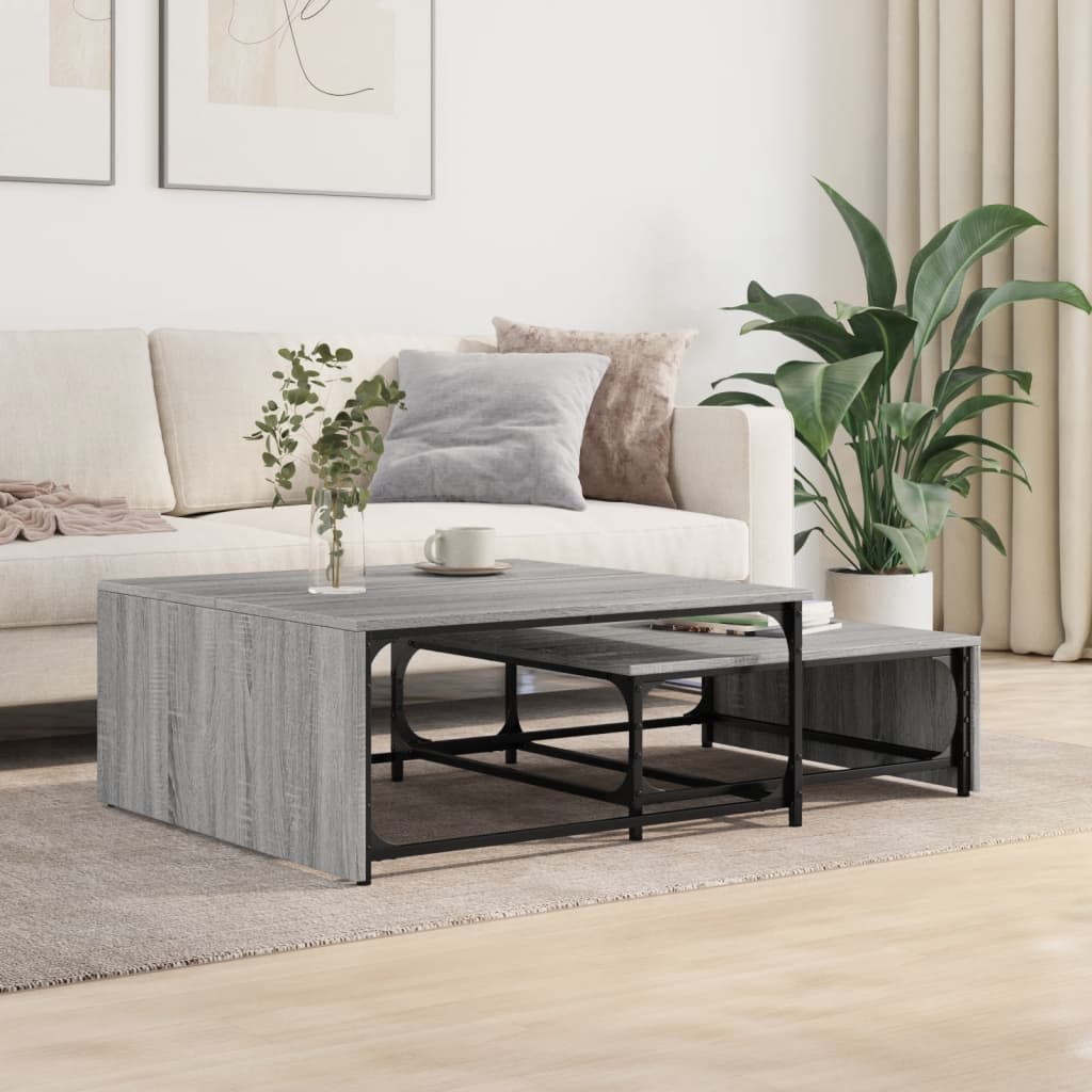 Nesting Coffee Tables 2 Pcs Engineered Wood And Metal