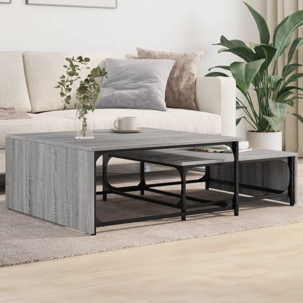 Nesting Coffee Tables 2 Pcs Engineered Wood And Metal