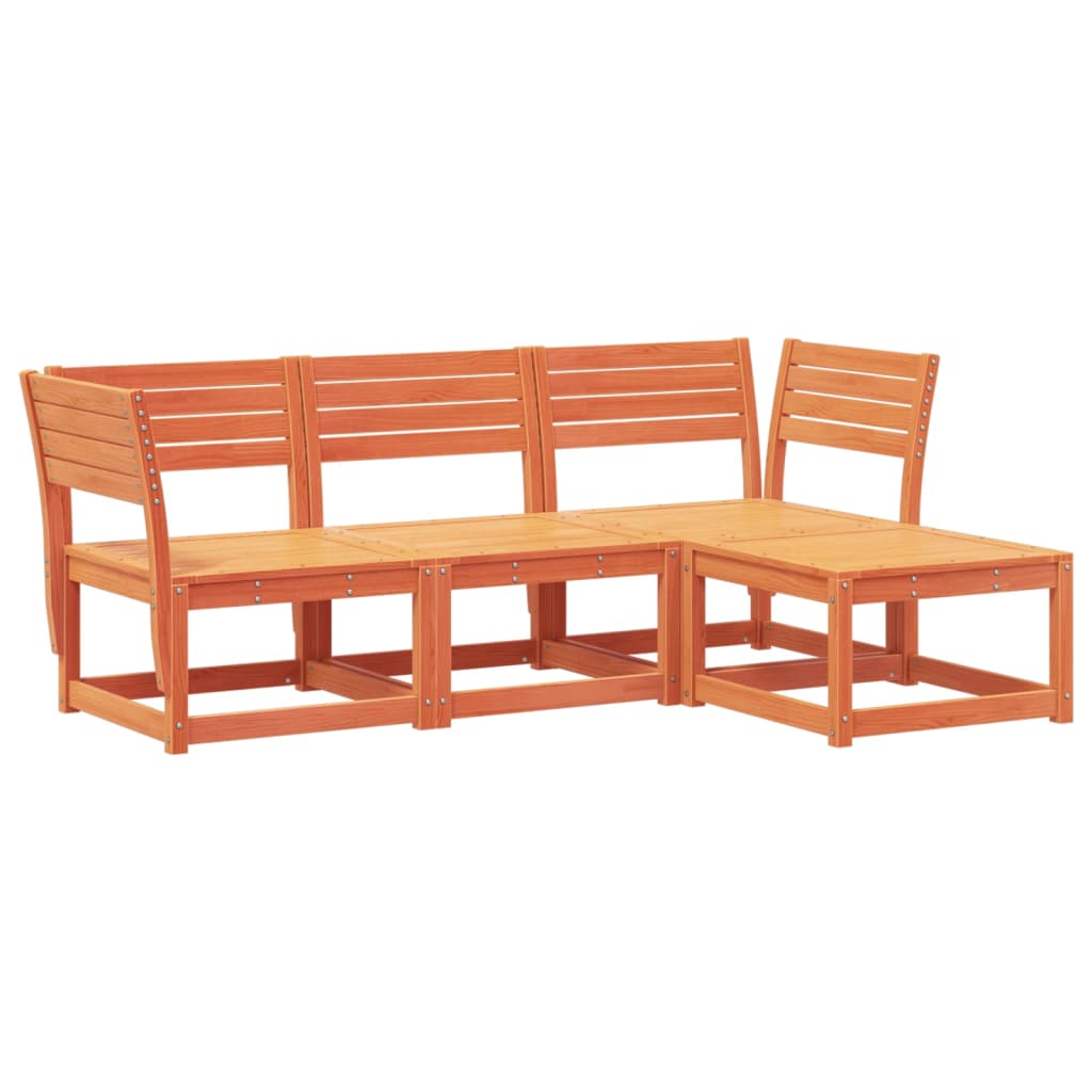 4 Piece Garden Lounge Set Solid Wood Pine