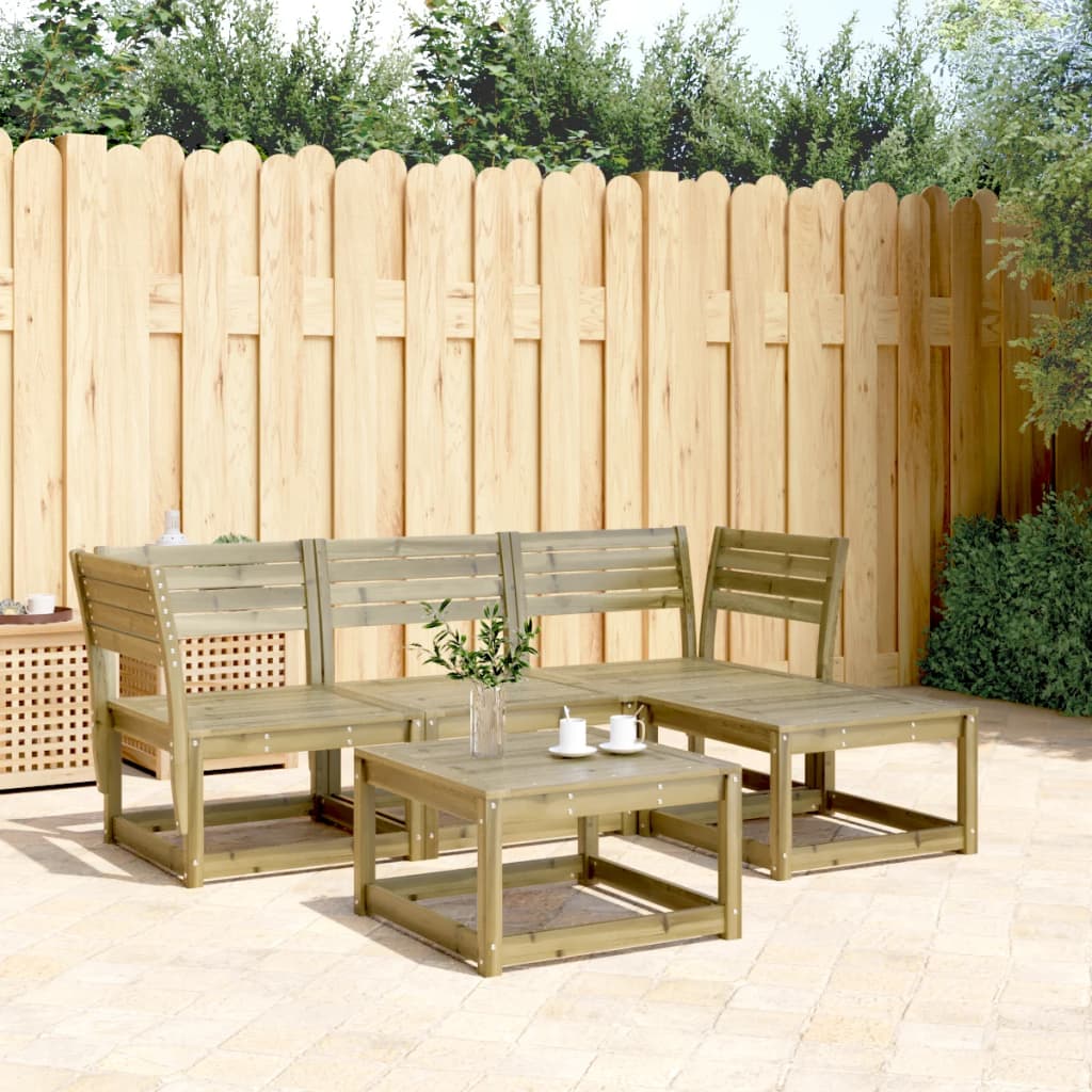 4 Piece Garden Lounge Set Solid Wood Pine