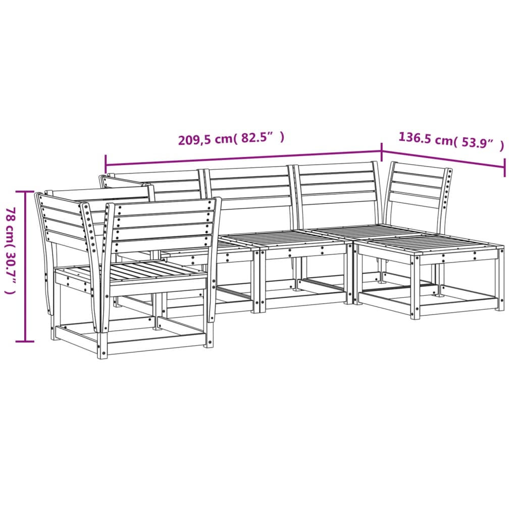 5 Piece Garden Lounge Set Solid Wood Douglas