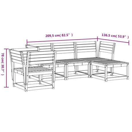 5 Piece Garden Lounge Set Solid Wood Douglas