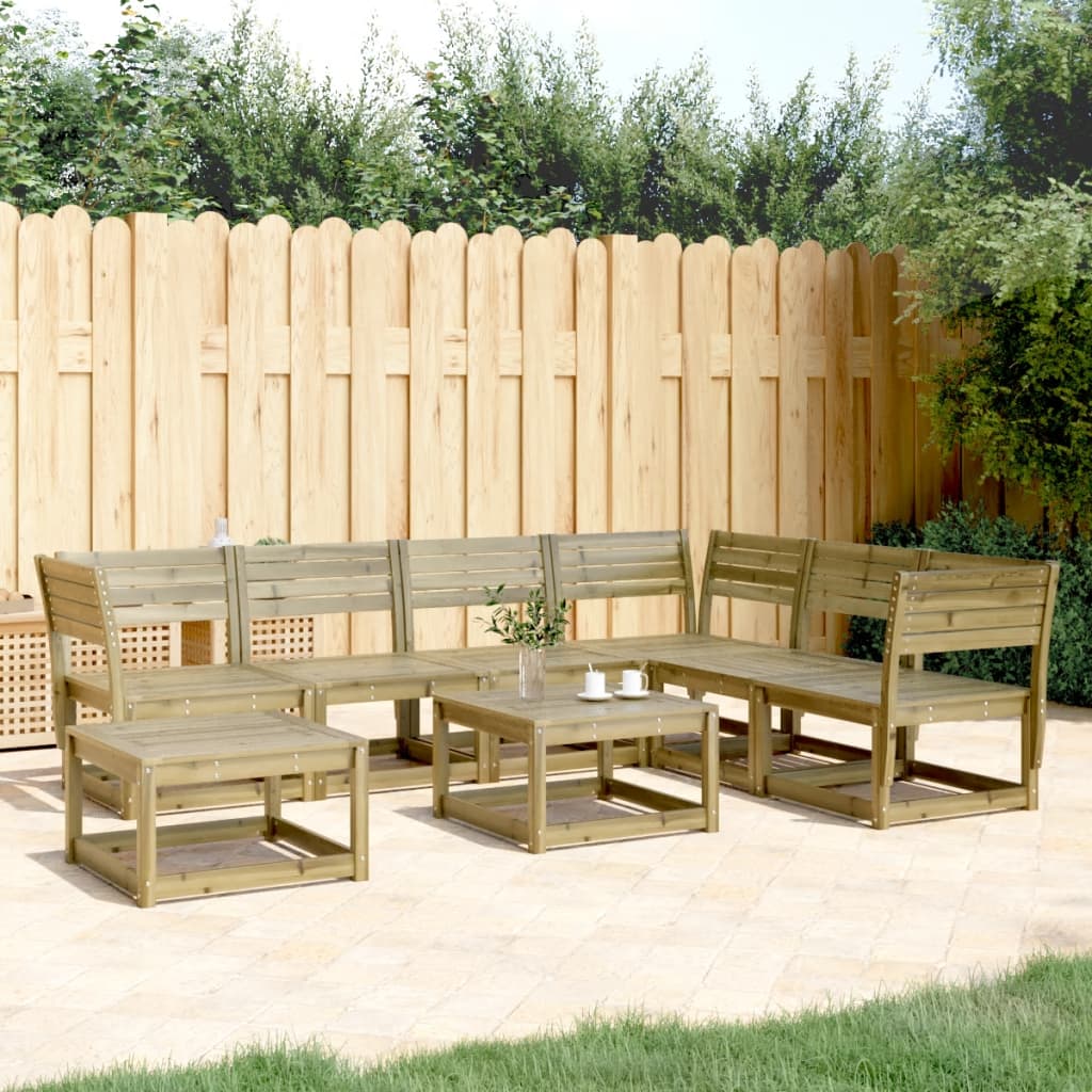 7 Piece Garden Lounge Set Solid Wood Pine