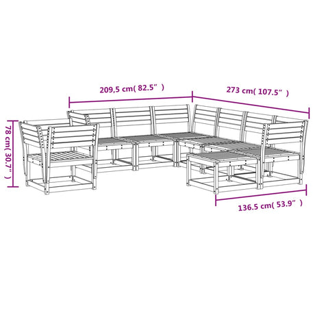 8 Piece Garden Lounge Set Solid Wood Pine
