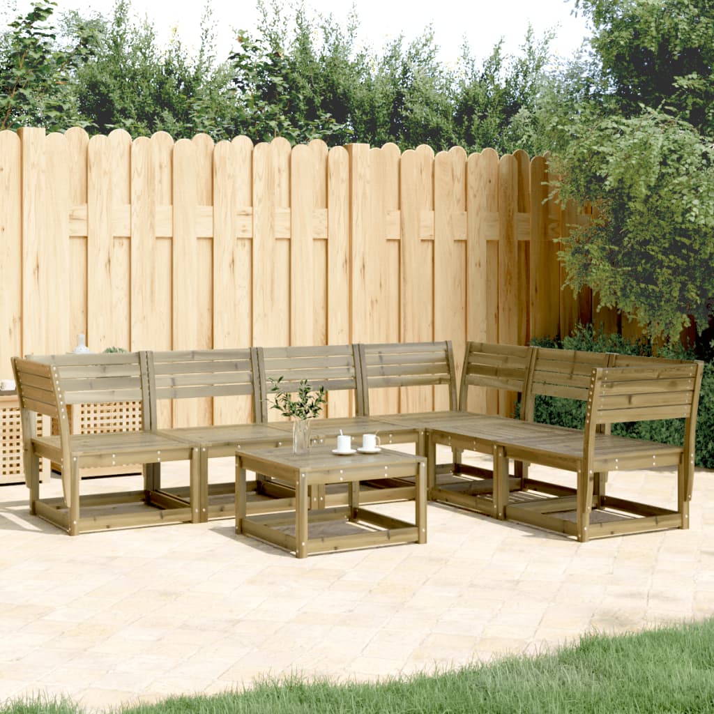 6 Piece Garden Sofa Set Solid Wood Pine