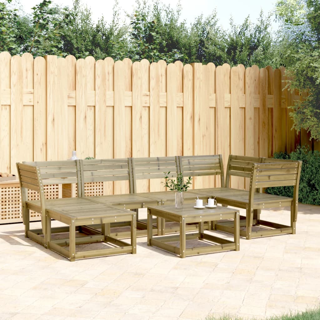 6 Piece Garden Sofa Set Solid Wood Pine