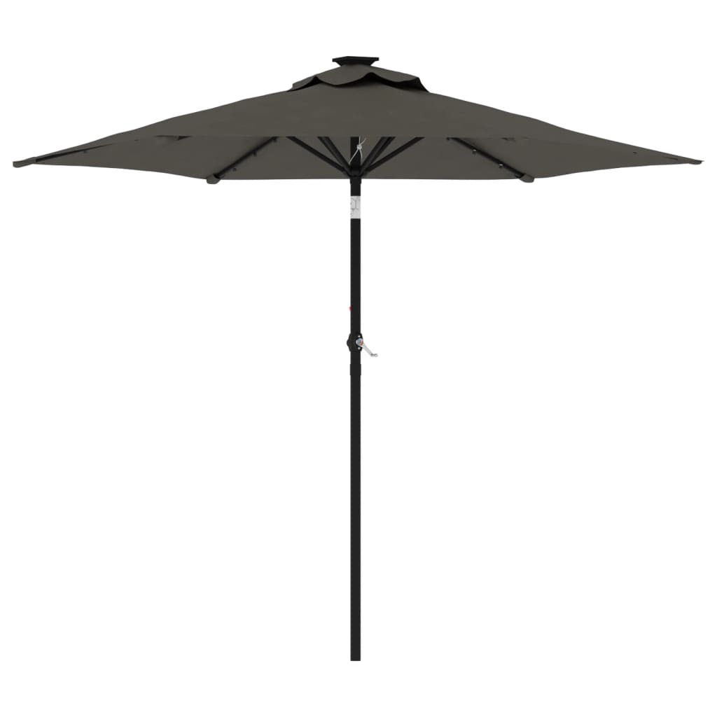 Garden Parasol With Leds And Steel Pole 225X225X212Cm