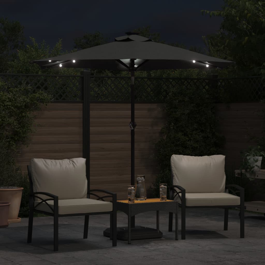 Garden Parasol With Leds And Steel Pole 225X225X212Cm