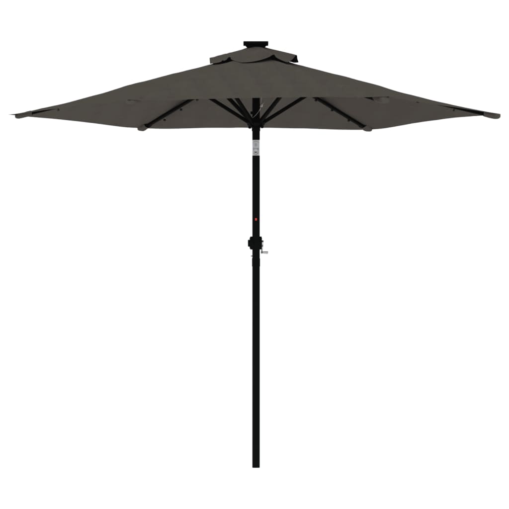 Garden Parasol With Leds And Steel Pole 225X225X212Cm
