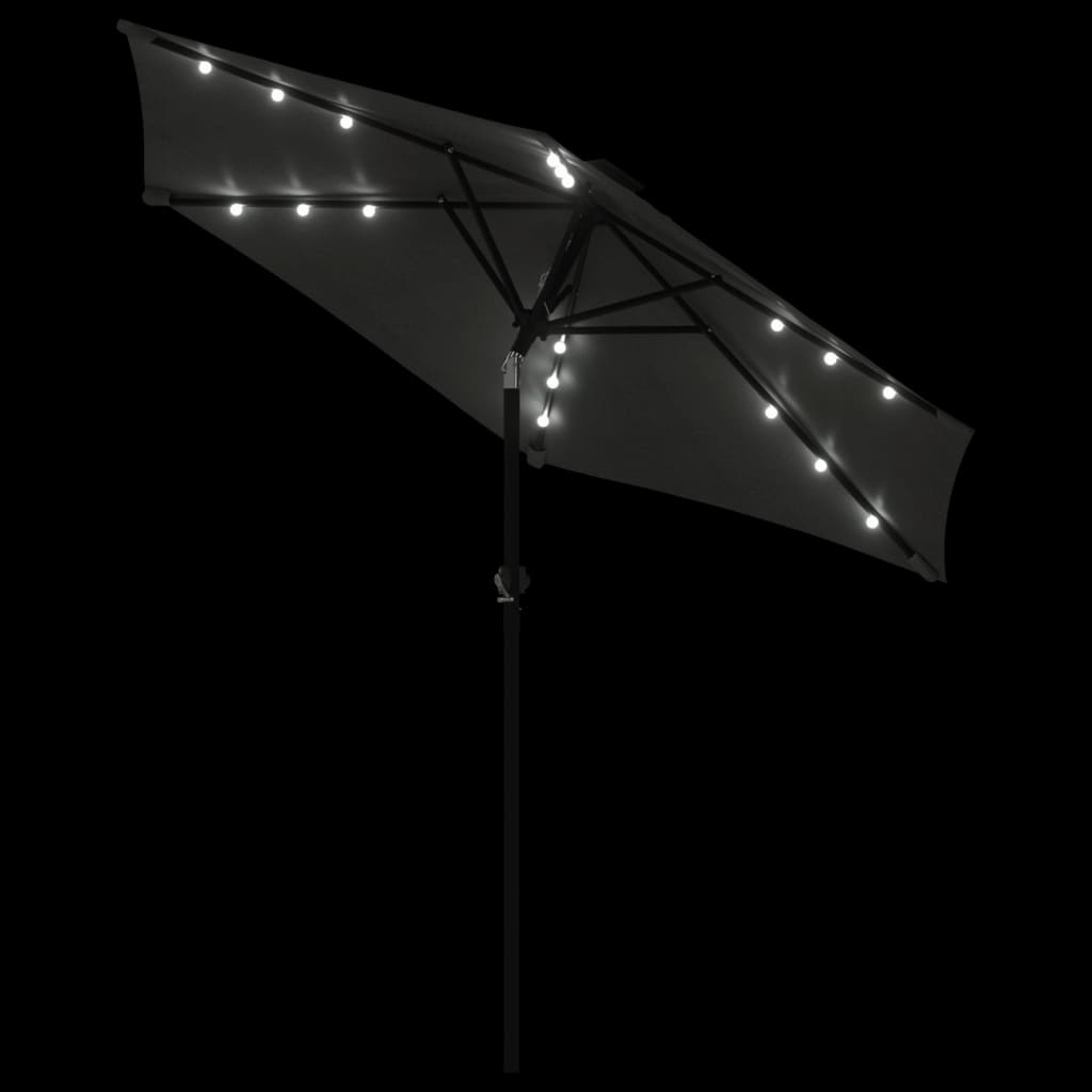Garden Parasol With Leds And Steel Pole 225X225X212Cm