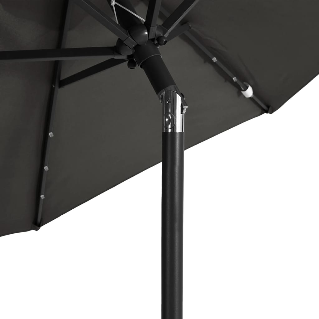 Garden Parasol With Leds And Steel Pole 225X225X212Cm