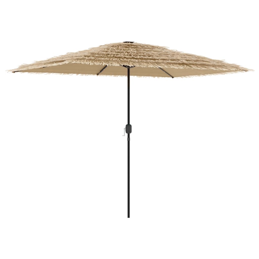 Garden Parasol With Leds And Steel Pole Brown
