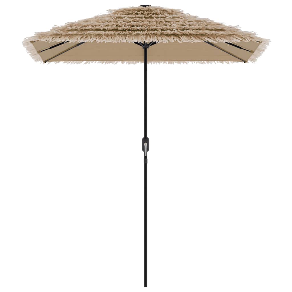 Garden Parasol With Leds And Steel Pole Brown