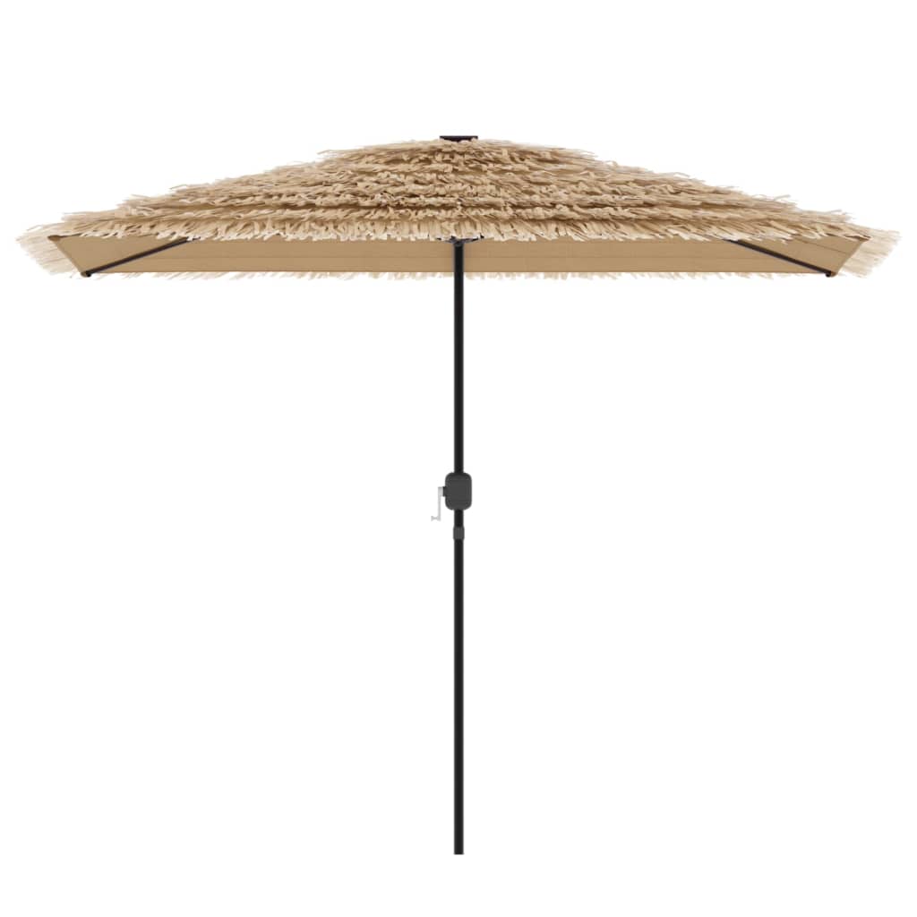 Garden Parasol With Leds And Steel Pole Brown