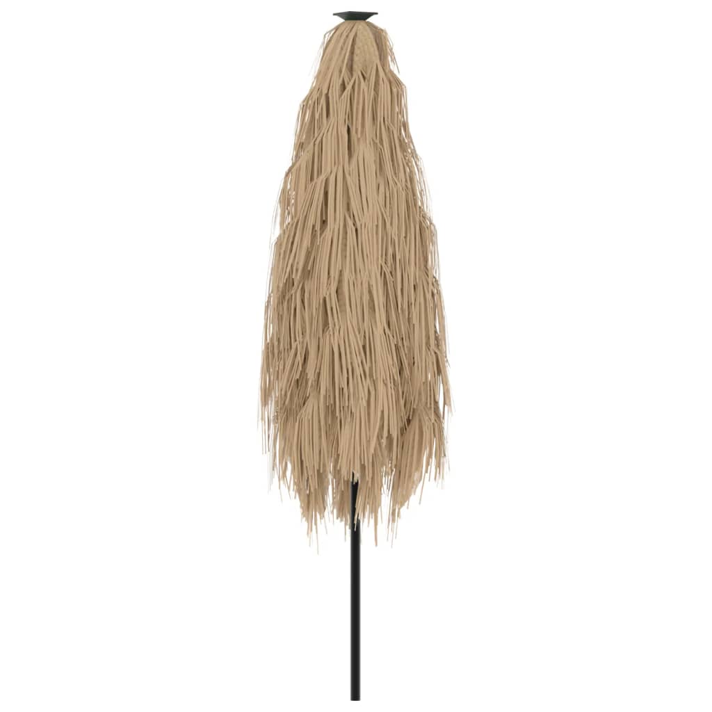 Garden Parasol With Leds And Steel Pole Brown