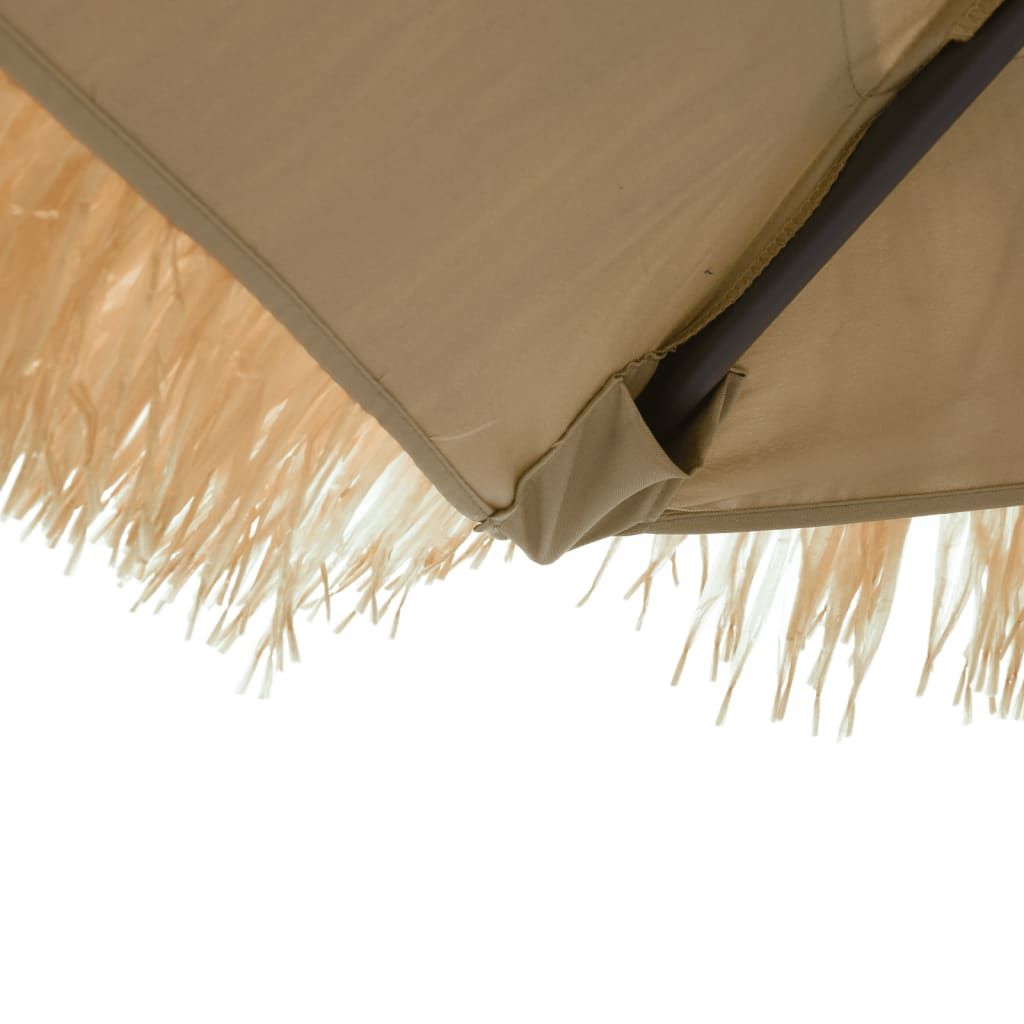 Garden Parasol With Leds And Steel Pole Brown