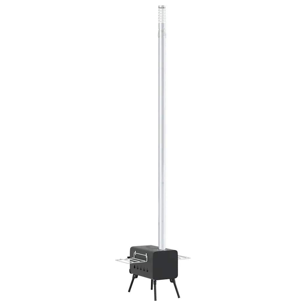 Tent Wood Stove With Chimney And Foldable Legs Black Steel