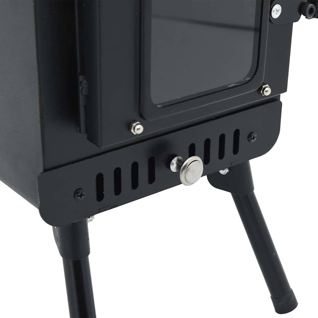 Tent Wood Stove With Chimney And Foldable Legs Black Steel