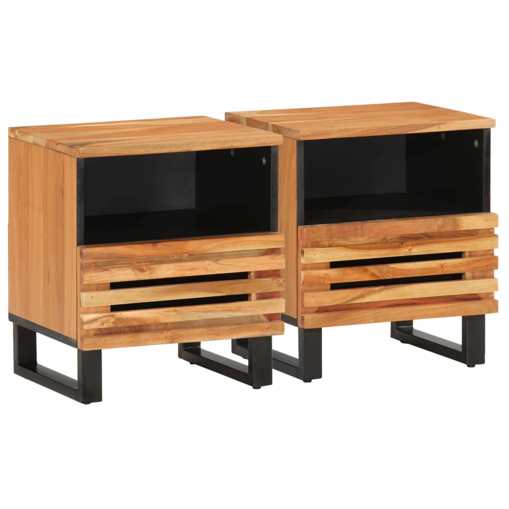 Bedside Cabinet 40X33X46 Cm Solid Wood Acacia