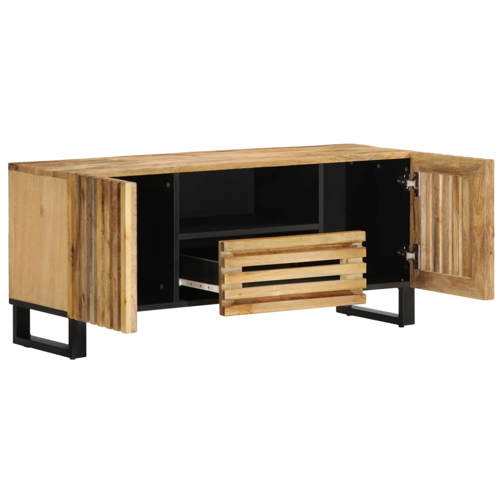 Tv Cabinet 100X34X46 Cm Solid Wood Rough Mango