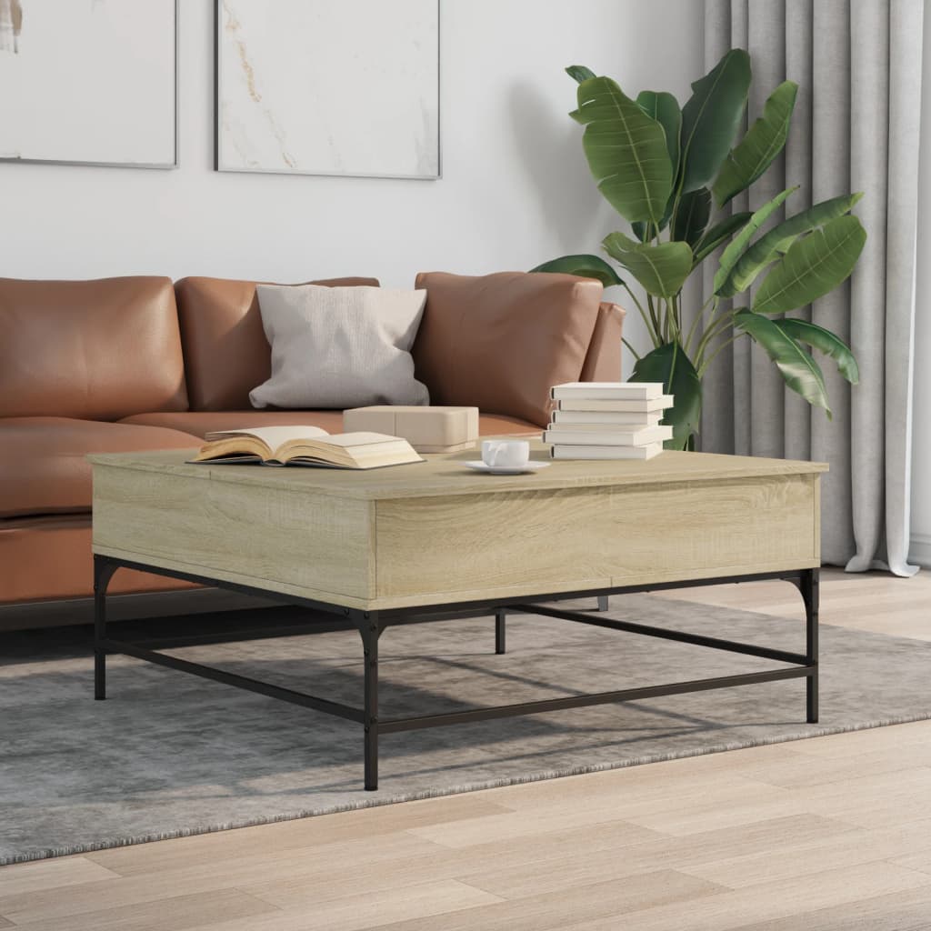 Coffee Table 95X95X45 Cm Engineered Wood And Metal