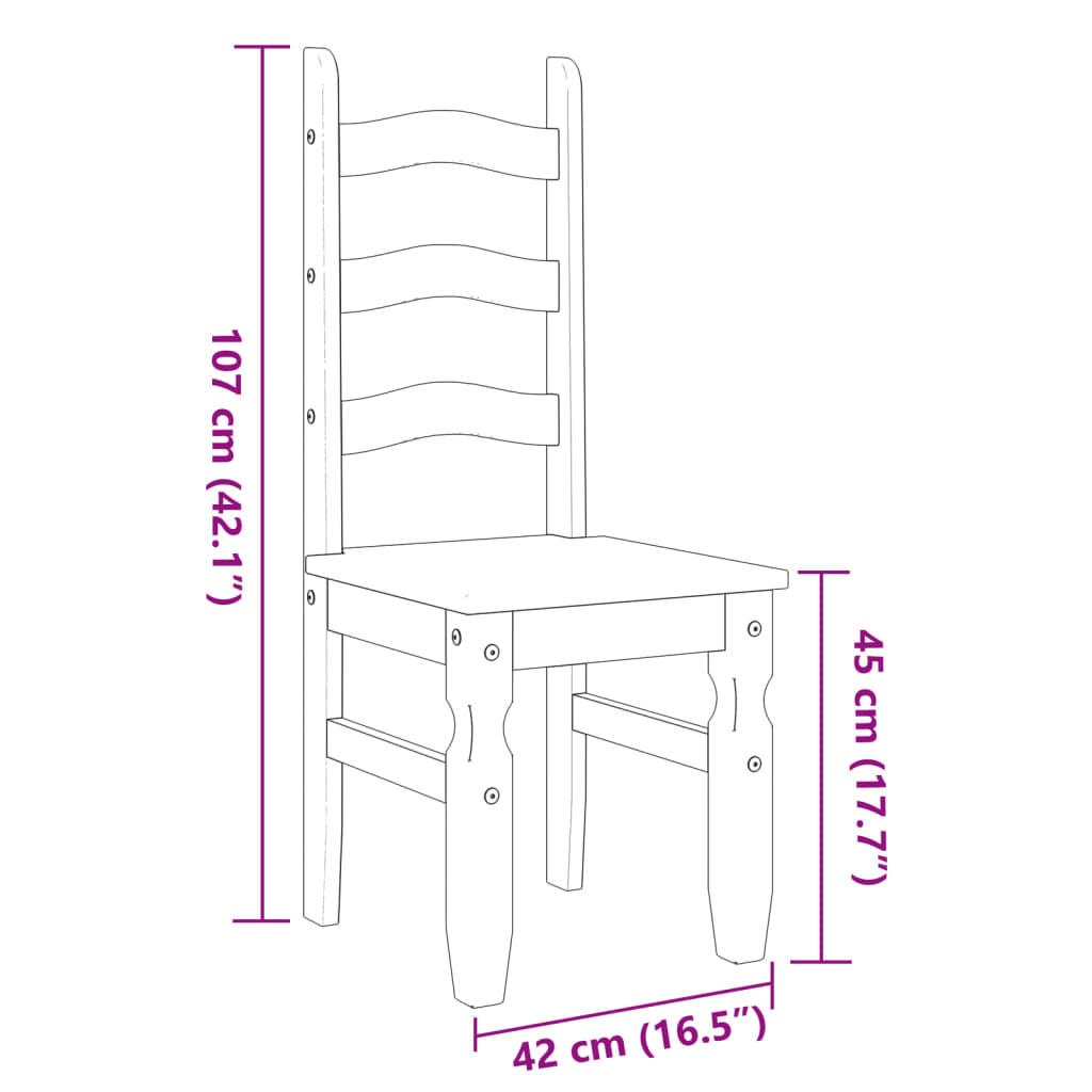 Dining Chairs 2 Pcs Corona 42X47X107 Cm Solid Wood Pine