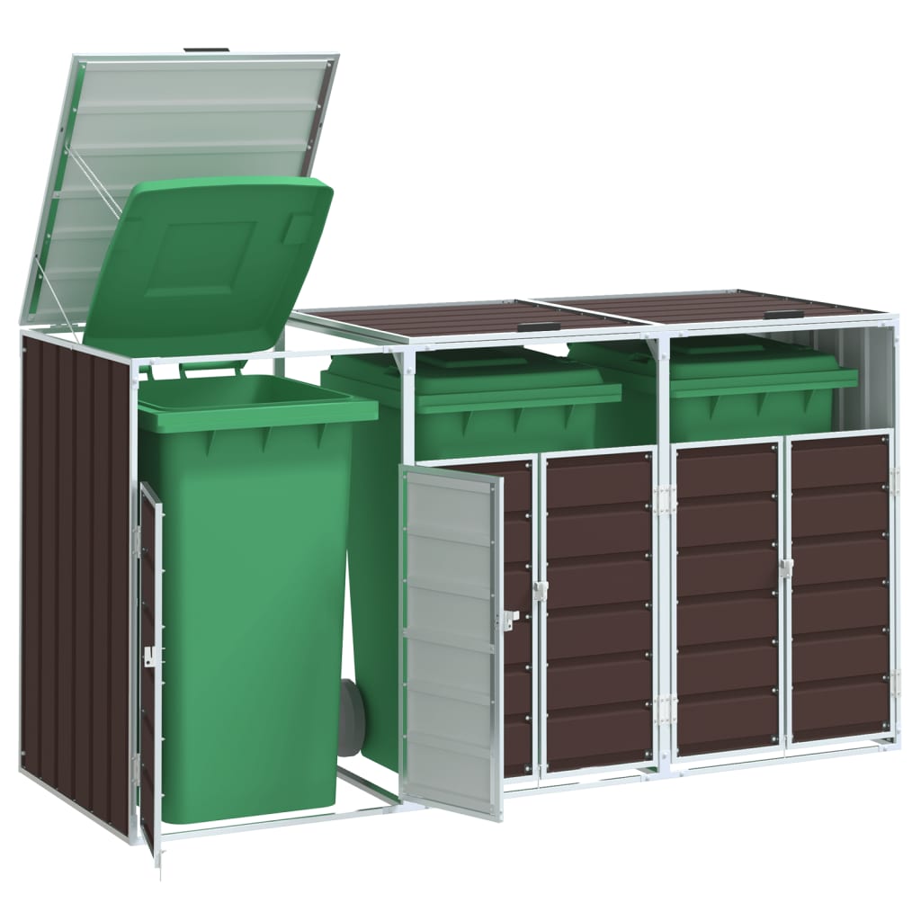 Wheelie Bin Storage For Triple Bins 216X81X115 Cm Steel