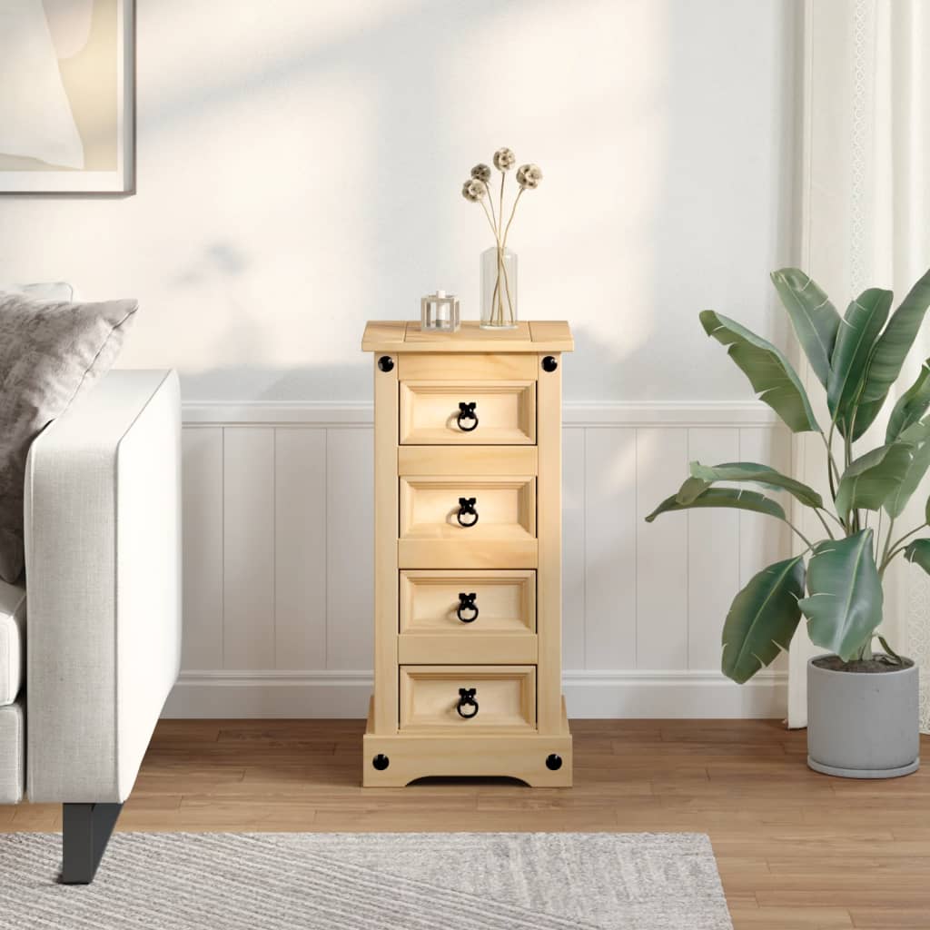 Bedside Cabinet Corona 35X32.5X74 Cm Solid Wood Pine