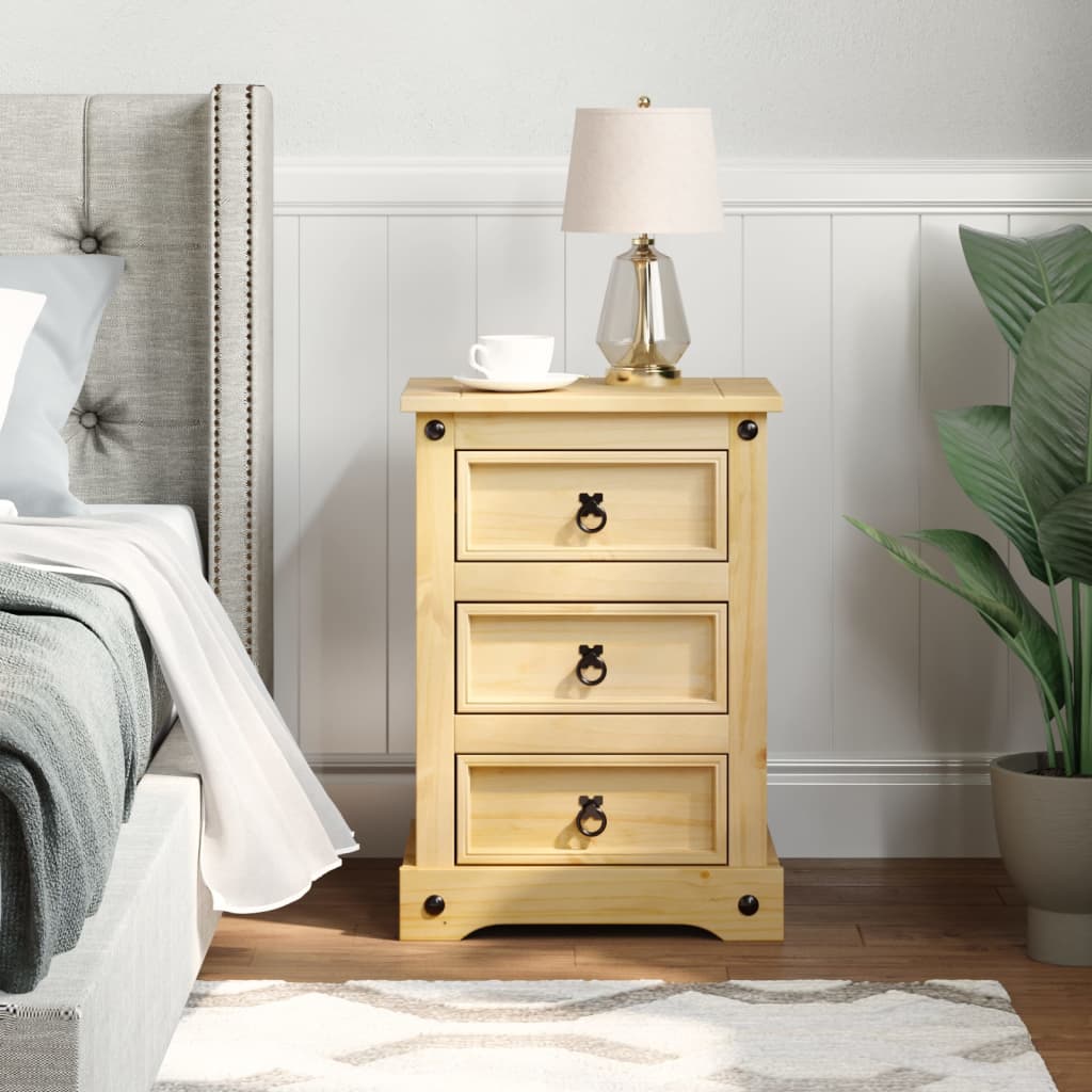 Bedside Cabinet Corona 53X39X66 Cm Solid Wood Pine