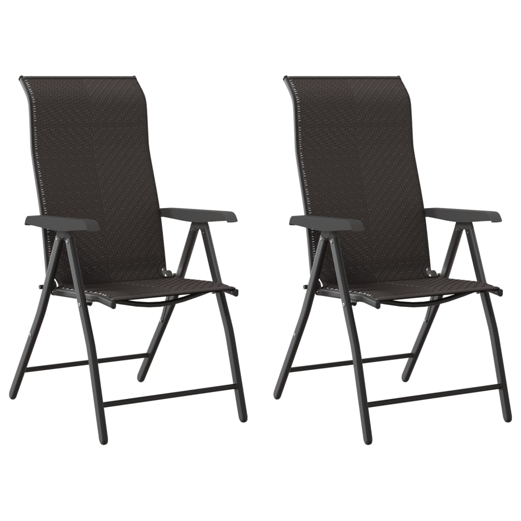 Folding Garden Chairs 2 Pcs Coffee Poly Rattan
