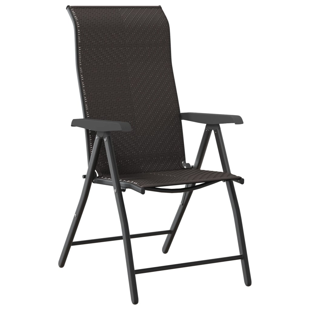 Folding Garden Chairs 2 Pcs Coffee Poly Rattan