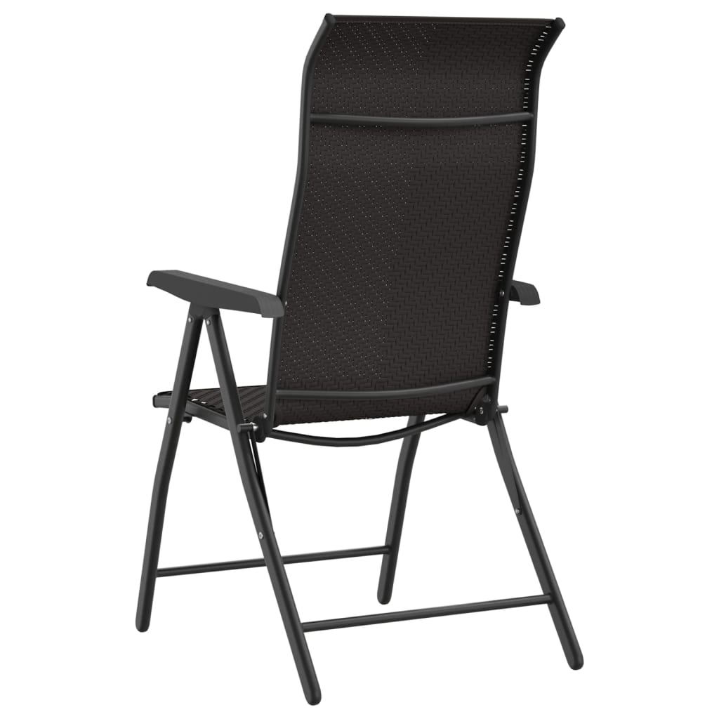 Folding Garden Chairs 2 Pcs Coffee Poly Rattan