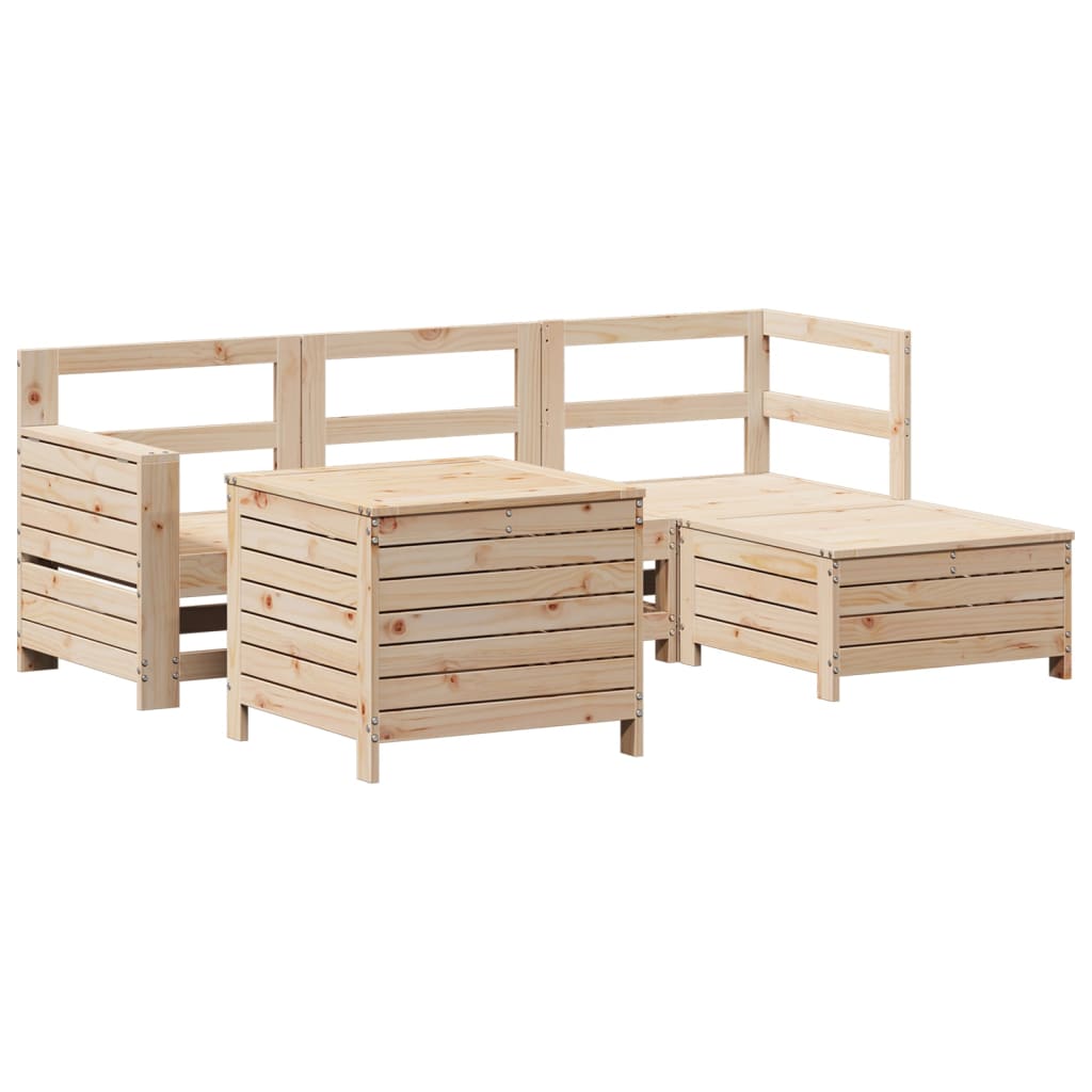 5 Piece Garden Sofa Set Solid Wood Pine