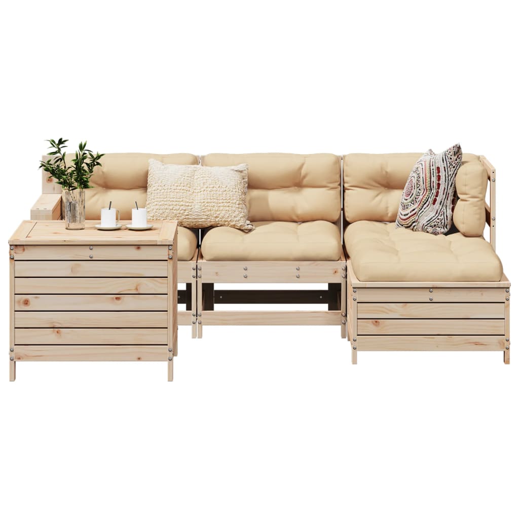 5 Piece Garden Sofa Set Solid Wood Pine