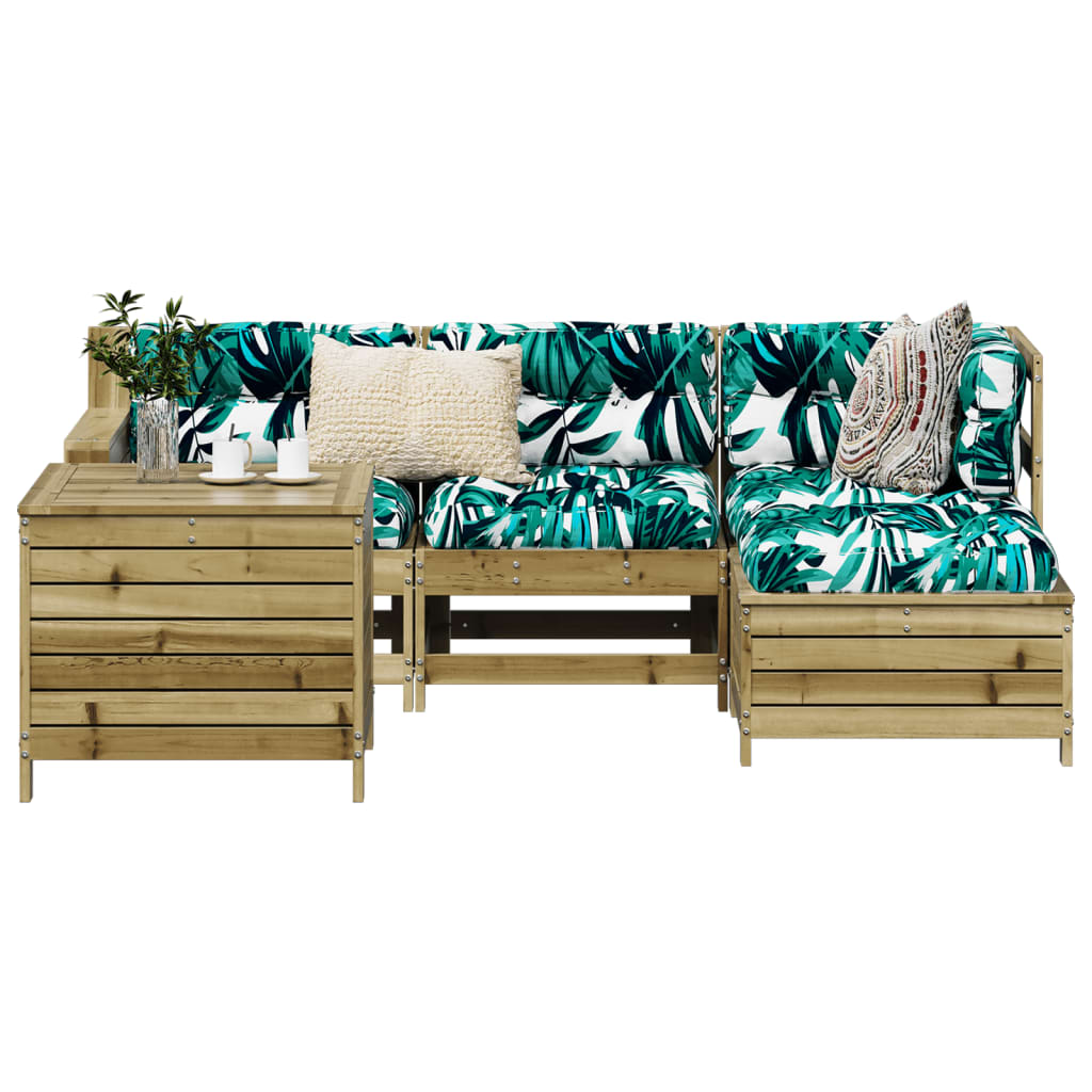 5 Piece Garden Sofa Set Solid Wood Pine
