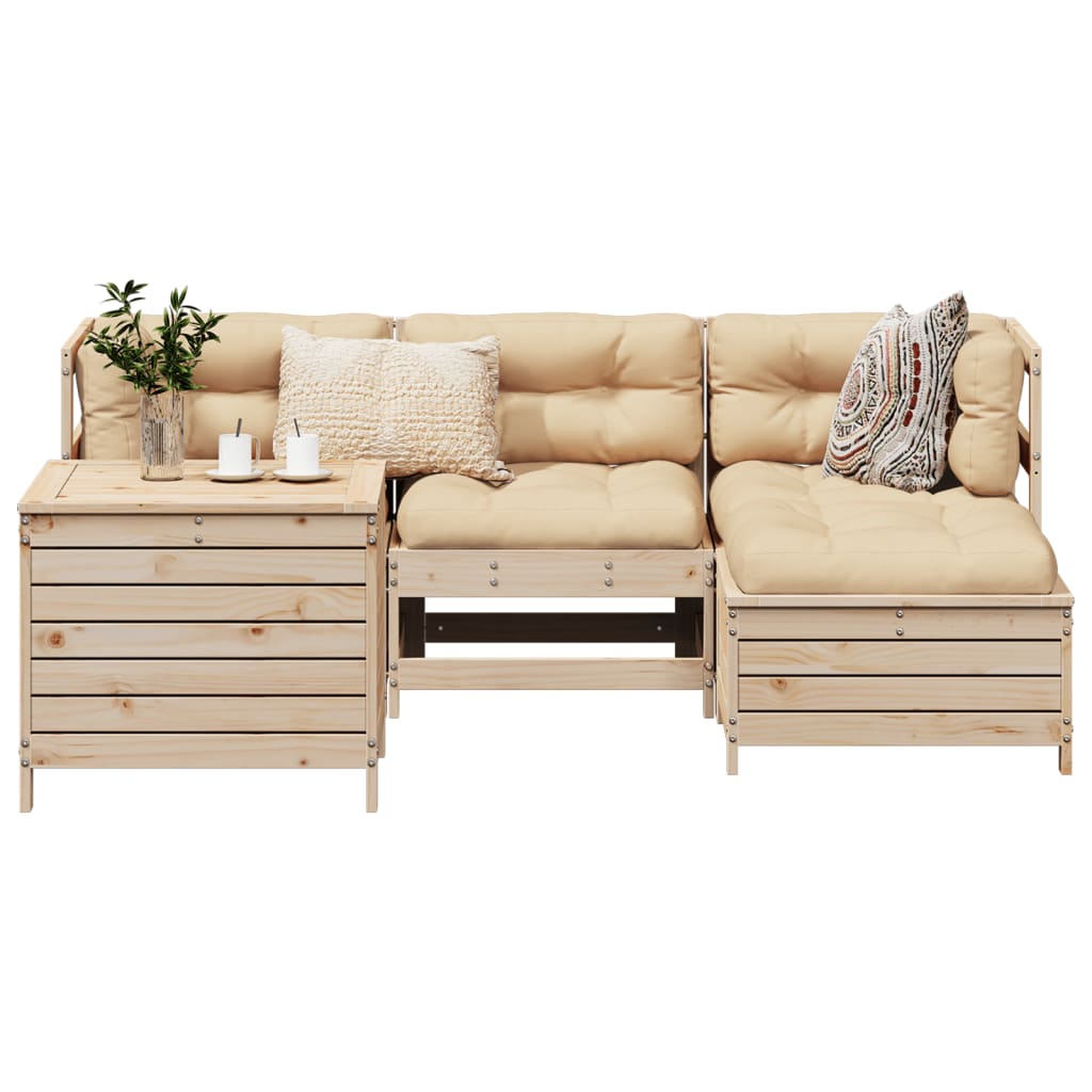 5 Piece Garden Sofa Set Solid Wood Pine