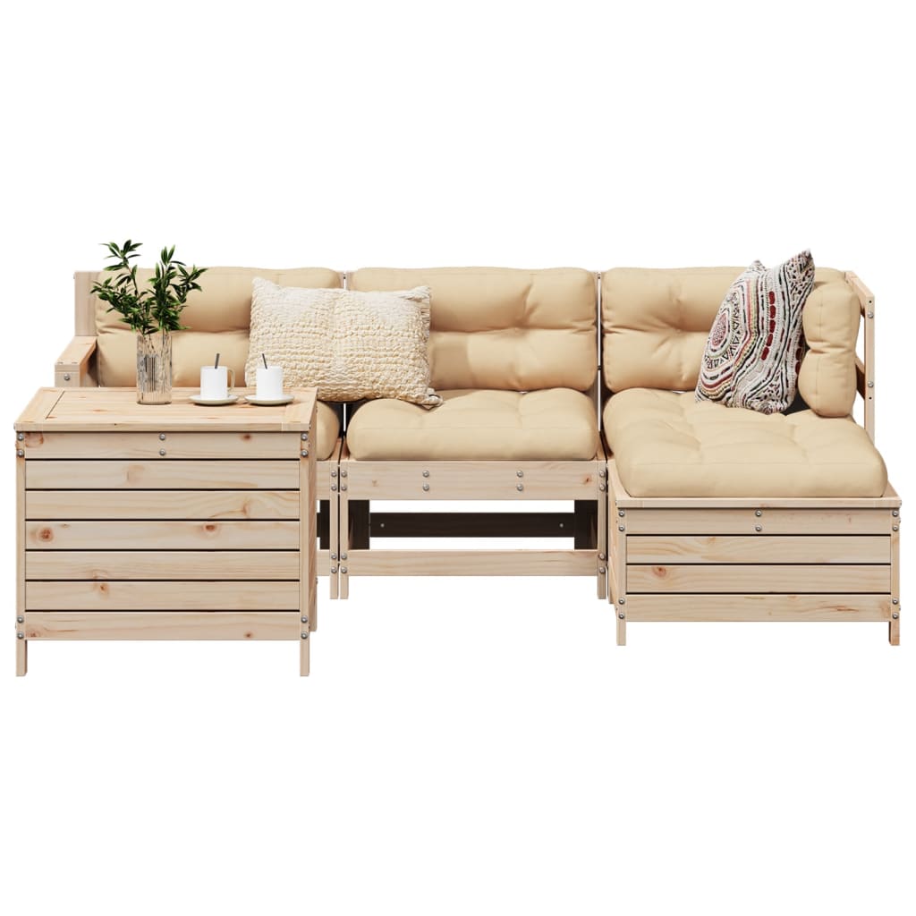 5 Piece Garden Sofa Set Solid Wood Pine