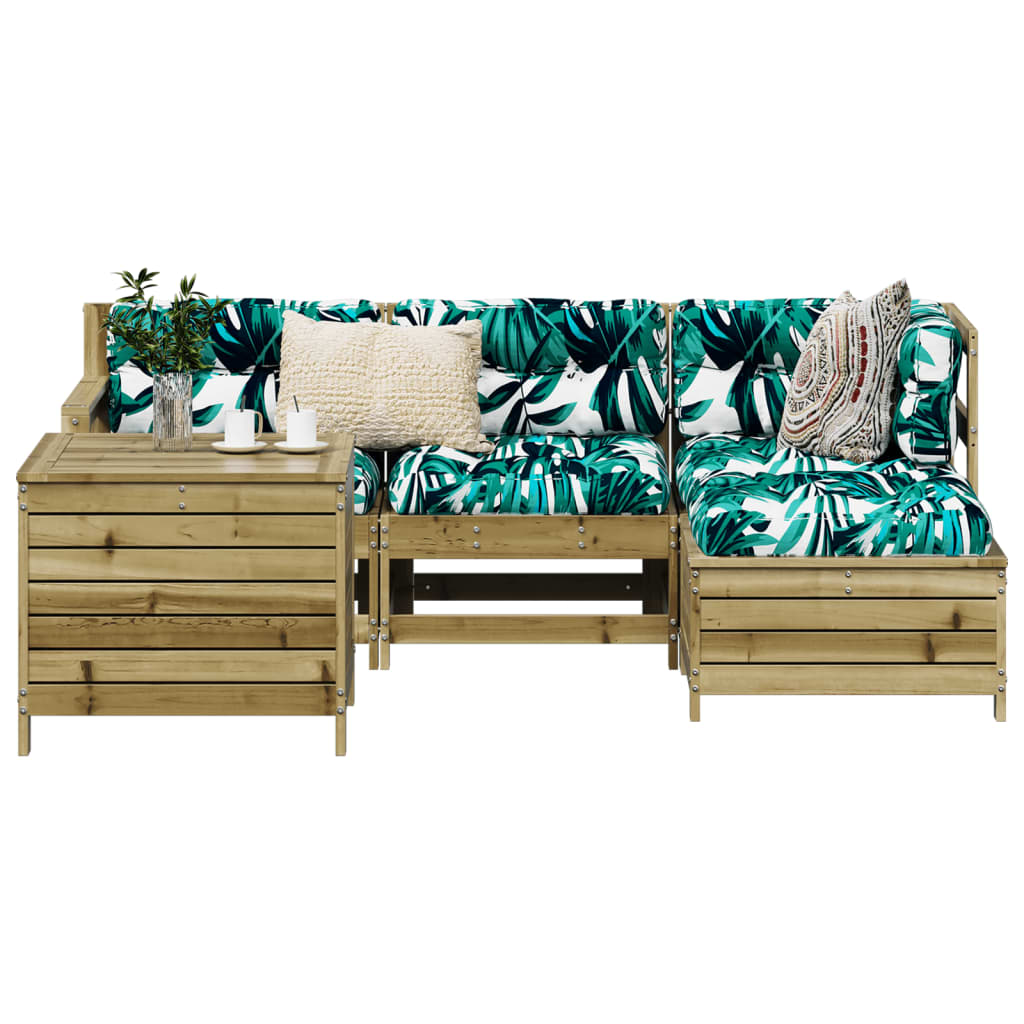 5 Piece Garden Sofa Set Solid Wood Pine