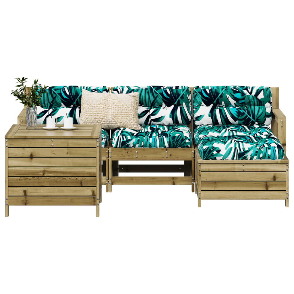5 Piece Garden Sofa Set Solid Wood Douglas Fir