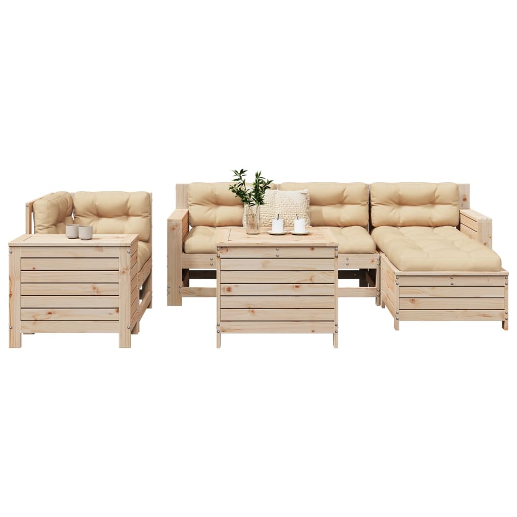 7 Piece Garden Sofa Set Solid Wood Pine