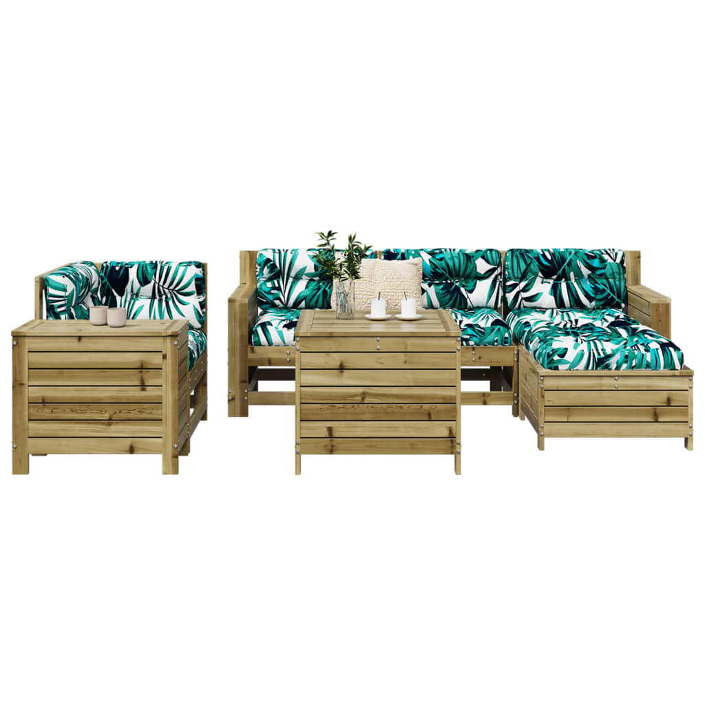 7 Piece Garden Sofa Set Solid Wood Pine