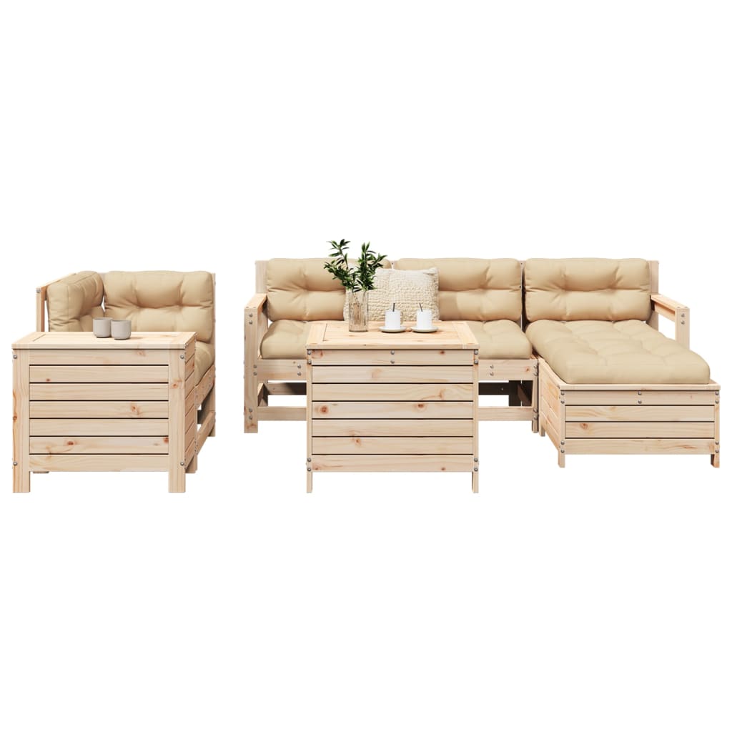 7 Piece Garden Sofa Set Solid Wood Pine