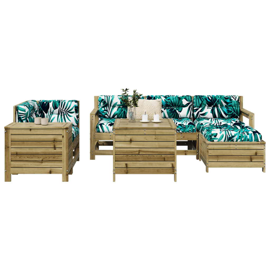 7 Piece Garden Sofa Set Solid Wood Pine